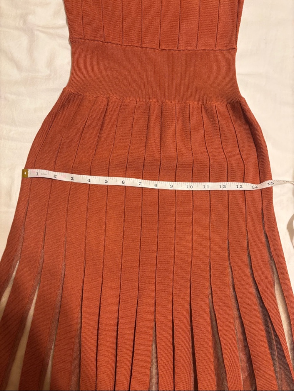 En Saison Brianna cap sleeve rust midi dress with pleated skirt, XS - Picture 11 of 11